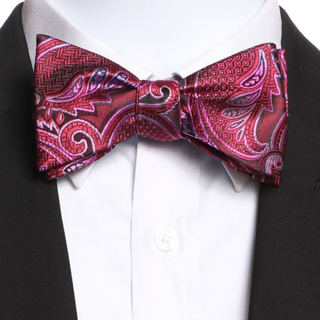 Self Bow Tie And Hanky Set // Pink + Red