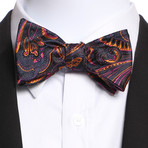 Self Bow Tie And Hanky Set // Orange + Pink + Black