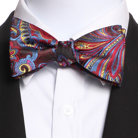 Self Bow Tie And Hanky Set // Multicolor Paisley