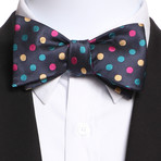 Self Bow Tie And Hanky Set // Multicolor Polka Dots