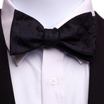 Self Bow Tie And Hanky Set // Black Paisley