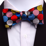 Self Bow Tie And Hanky Set // Multicolor Polka Dots