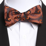 Self Bow Tie And Hanky Set // Orange + Black