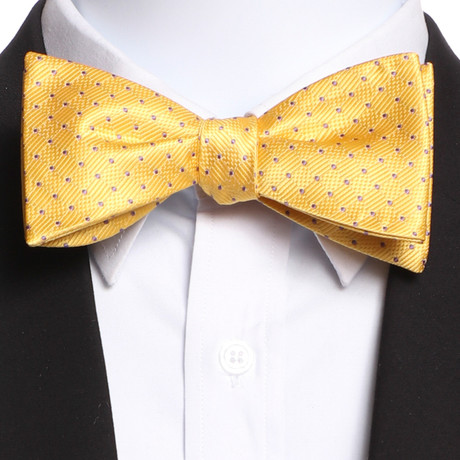 Self Bow Tie And Hanky Set // Yellow + Gold
