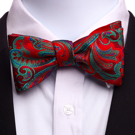 Self Bow Tie And Hanky Set // Red + Green