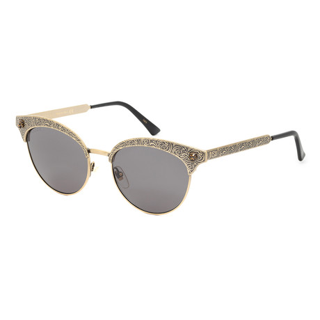 Women's Novelty Sunglasses // Shiny Antiqued Gold + Gray