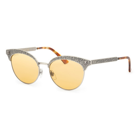 Women's Novelty Sunglasses // Shiny Antiqued Silver + Orange