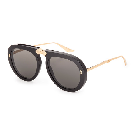 Women's GG0306S-001 Sunglasses // Black + Gold + Gray