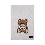 Teddy Bear Felt Patch Scarf // Gray