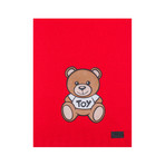 Teddy Bear Felt Patch Scarf // Red