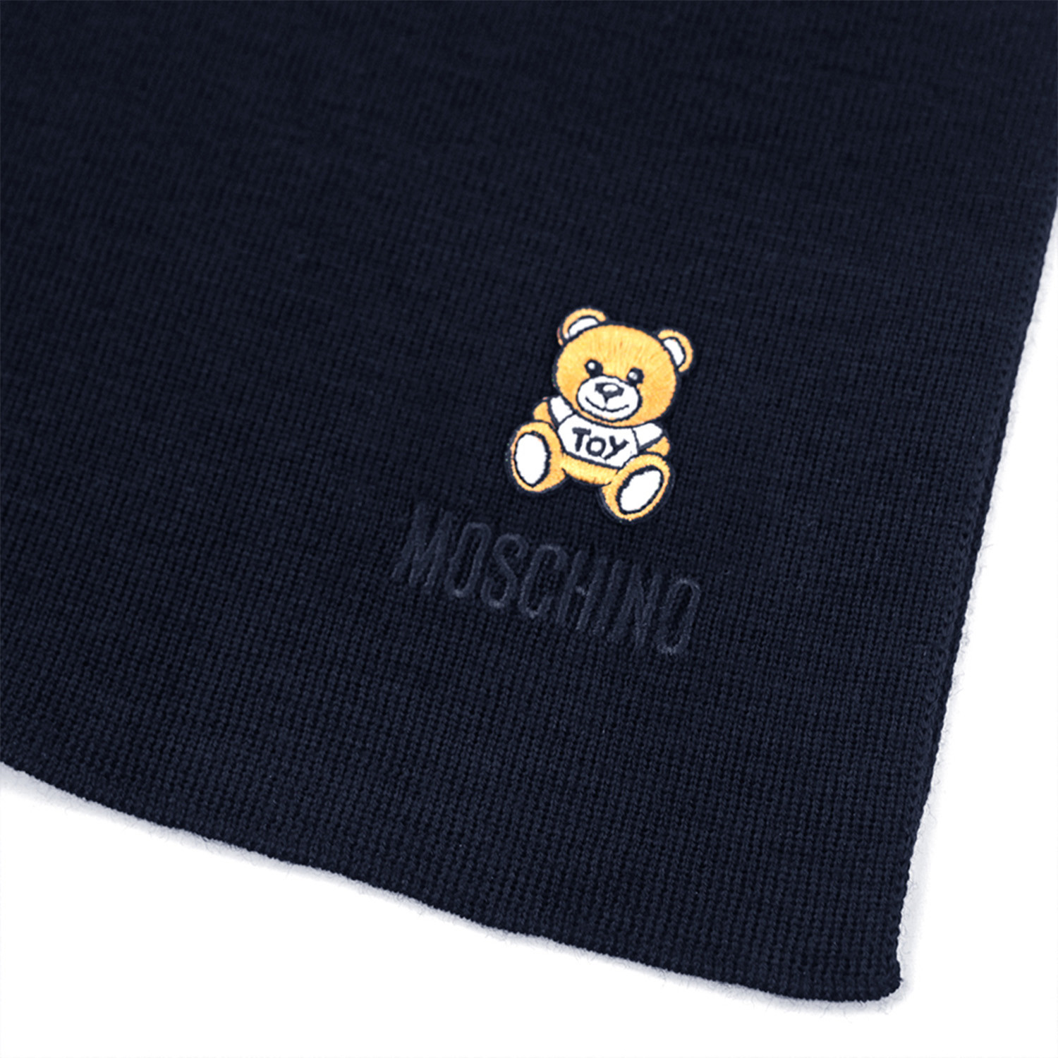 Teddy Bear Embroidery Scarf // Navy Blue - Moschino - Touch of Modern