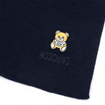 Teddy Bear Embroidery Scarf // Navy Blue