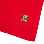 Teddy Bear Embroidery Scarf // Red