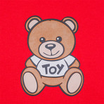 Teddy Bear Felt Patch Scarf // Red
