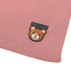 Teddy Bear Patch Scarf // Pink