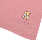 Teddy Bear Embroidery Scarf // Pink
