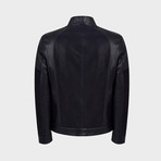 Kace Blouson Leather Jacket // Dark Blue (S)