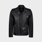 Racer Biker Leather Jacket // Black (S)