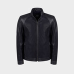 Kace Blouson Leather Jacket // Dark Blue (M)