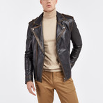 Ryker Biker Leather Jacket // Oiled Brown (2XL)