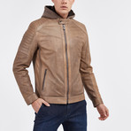Zeke Biker Leather Jacket // Khaki (XL)
