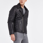 Phoenix Biker Leather Jacket // Black (S)