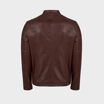 Maximus Blouson Leather Jacket // Red, Brown (L)