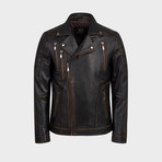 Jett Biker Leather Jacket // Oiled Brown (3XL)