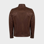 Fox Jacket Leather Jacket // Oiled Brown (L)