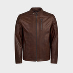 Titus Biker Leather Jacket // Oiled Brown (S)