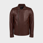Ryker Biker Leather Jacket // Red Brown (2XL)
