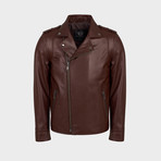 Ryker Biker Leather Jacket // Red Brown (M)