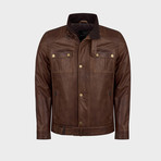 Fox Jacket Leather Jacket // Oiled Brown (XL)