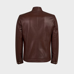 Zenon Biker Leather Jacket // Chestnut (3XL)