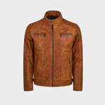 Harley Biker Leather Jacket // Camel (2XL)