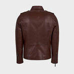 Ryker Biker Leather Jacket // Red Brown (S)