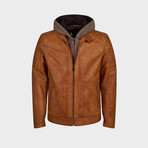 Zeke Biker Leather Jacket // Camel (L)