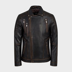 Jett Biker Leather Jacket // Oiled Brown (M)