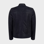 Titus Biker Leather Jacket // Dark Blue (S)