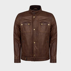 Fox Jacket Leather Jacket // Oiled Brown (3XL)