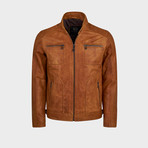 Harley Biker Leather Jacket // Camel (L)