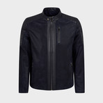 Titus Biker Leather Jacket // Dark Blue (XL)
