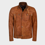 Fox Jacket Leather Jacket // Camel (XL)