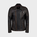 Hunt Biker Leather Jacket // Oiled Brown (XL)