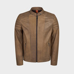 Blaze Biker Leather Jacket // Khaki (L)