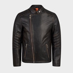 Cadmus Blouson Leather Jacket // Oiled Brown (XL)