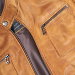 Harley Biker Leather Jacket // Camel (XL)