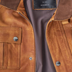 Fox Jacket Leather Jacket // Camel (2XL)