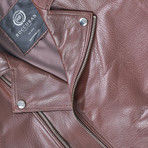 Ryker Biker Leather Jacket // Red Brown (M)