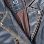 Ryker Biker Leather Jacket // Oiled Brown (S)